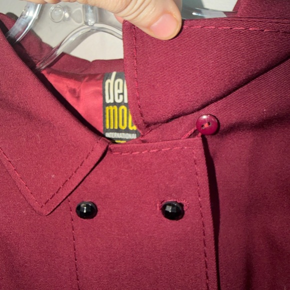 VINTAGE Del Mod Wool Midi Dress Burgundy 100% Virgin Wool Lined + Belt large - Picture 9 of 10